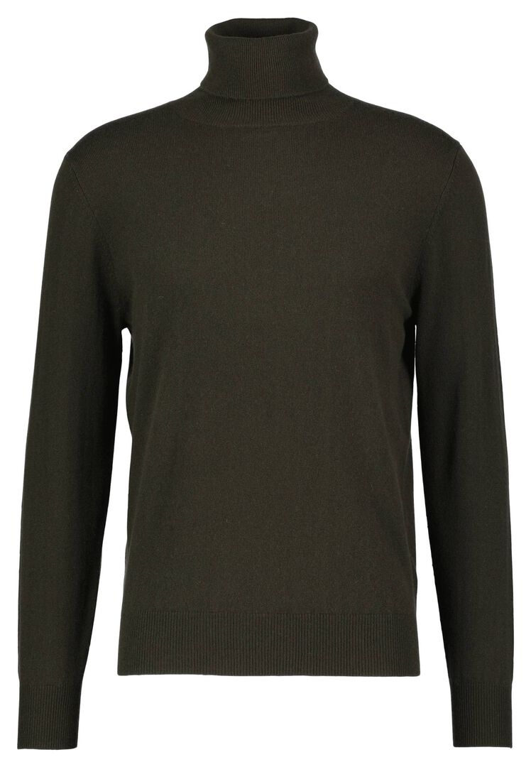 Allude Herren Kaschmirpullover mit Rollkragen, oliv,