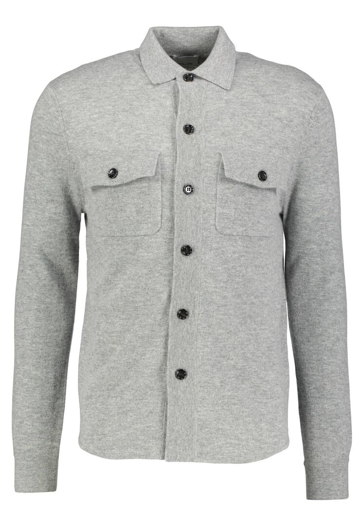 Allude Herren Strickjacke aus Wolle und Kaschmir, grau,