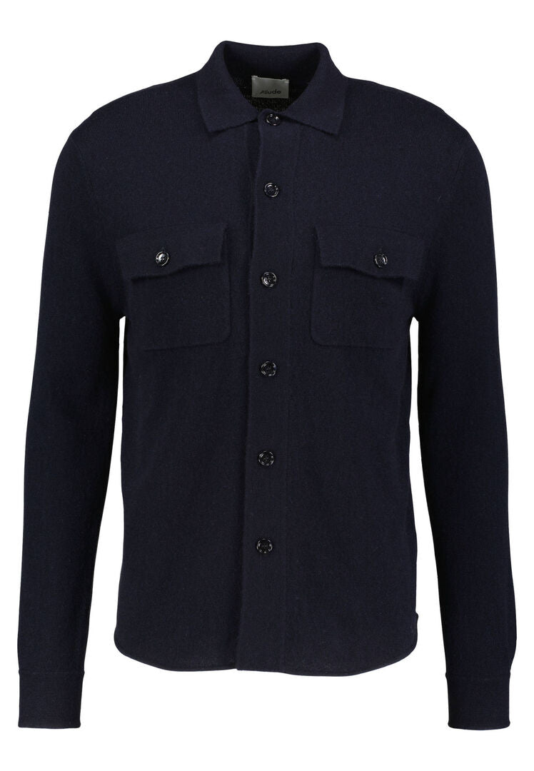 Allude Herren Strickjacke aus Wolle und Kaschmir, marine,