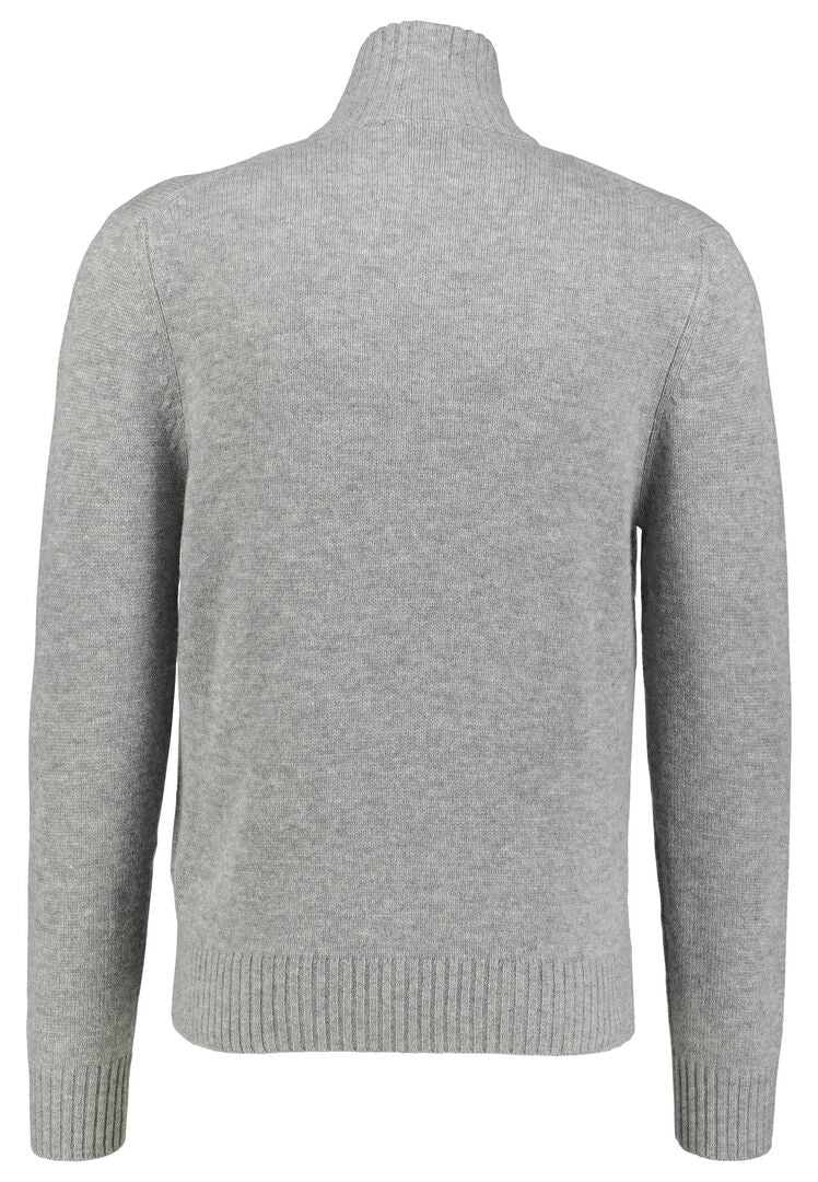 Allude Herren Strickpullover aus Schurwolle und Kaschmir mit Knopfleiste, grau,