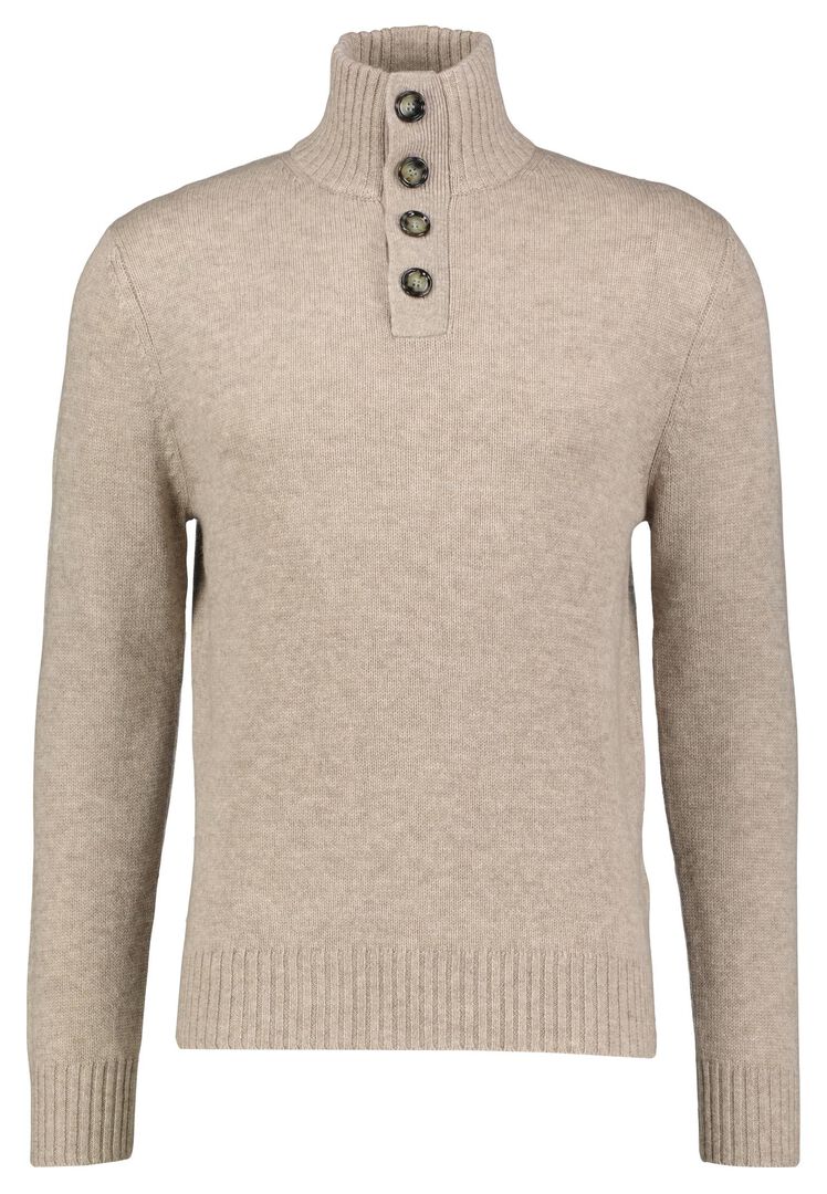 Allude Herren Strickpullover aus Schurwolle und Kaschmir mit Knopfleiste, taupe,