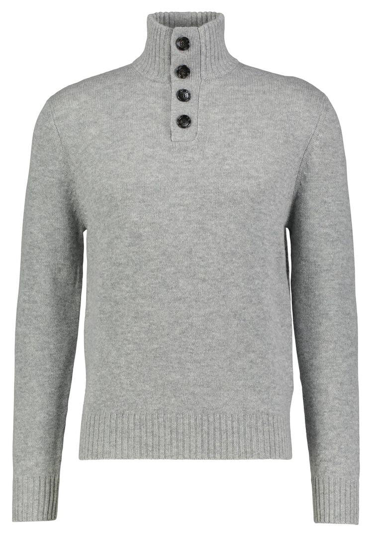 Allude Herren Strickpullover aus Schurwolle und Kaschmir mit Knopfleiste, grau,