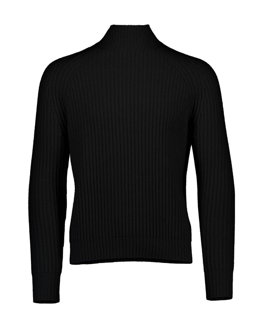 Allude Herren Strickpullover aus Wolle mit Kaschmir, schwarz,