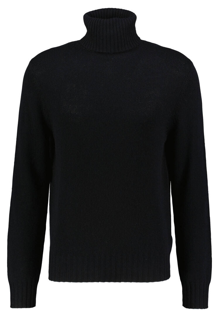 Allude Herren Strickpullover aus Wolle und Kaschmir, schwarz,