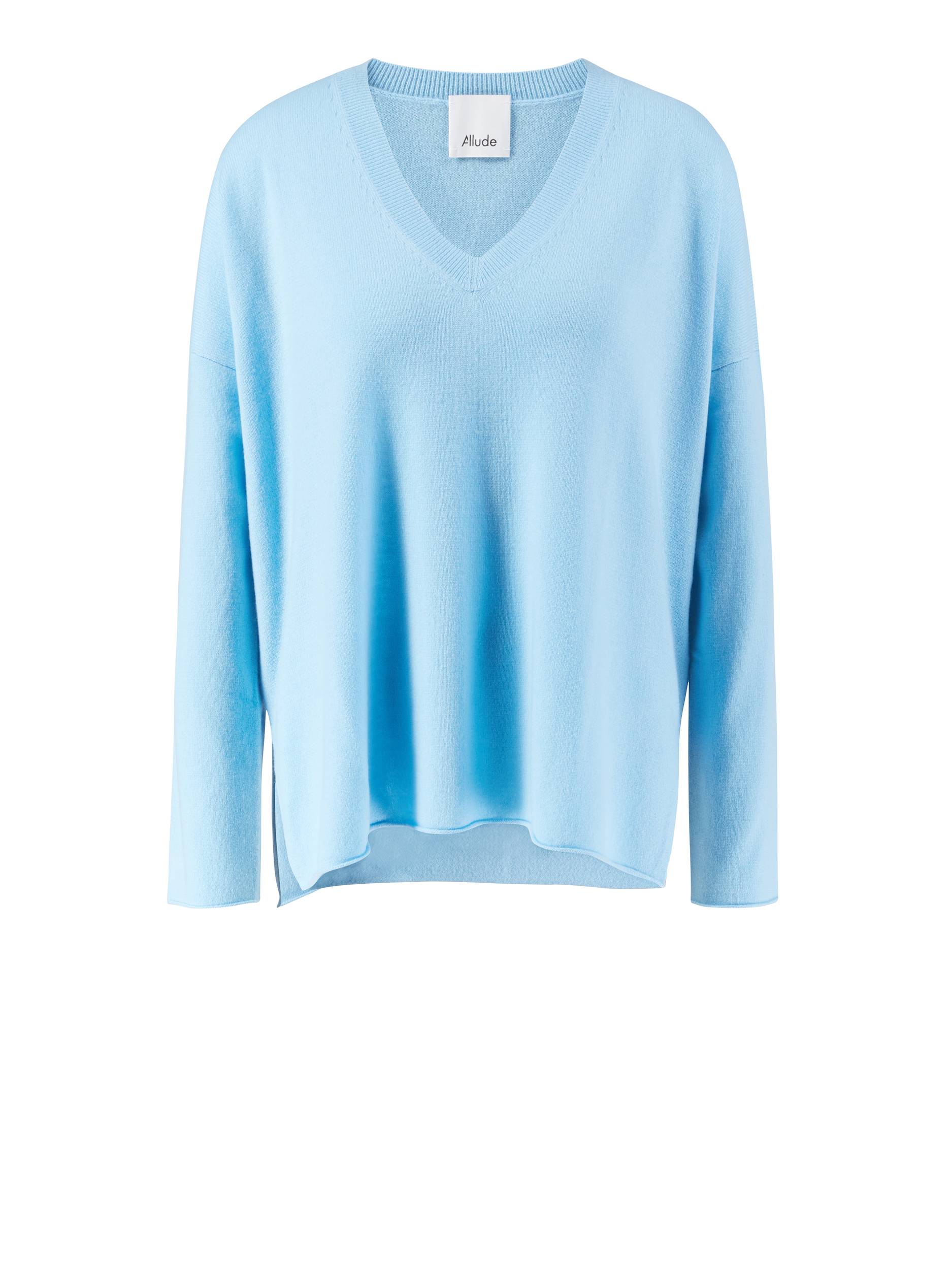 Cashmere-Pullover mit V-Neck Blau