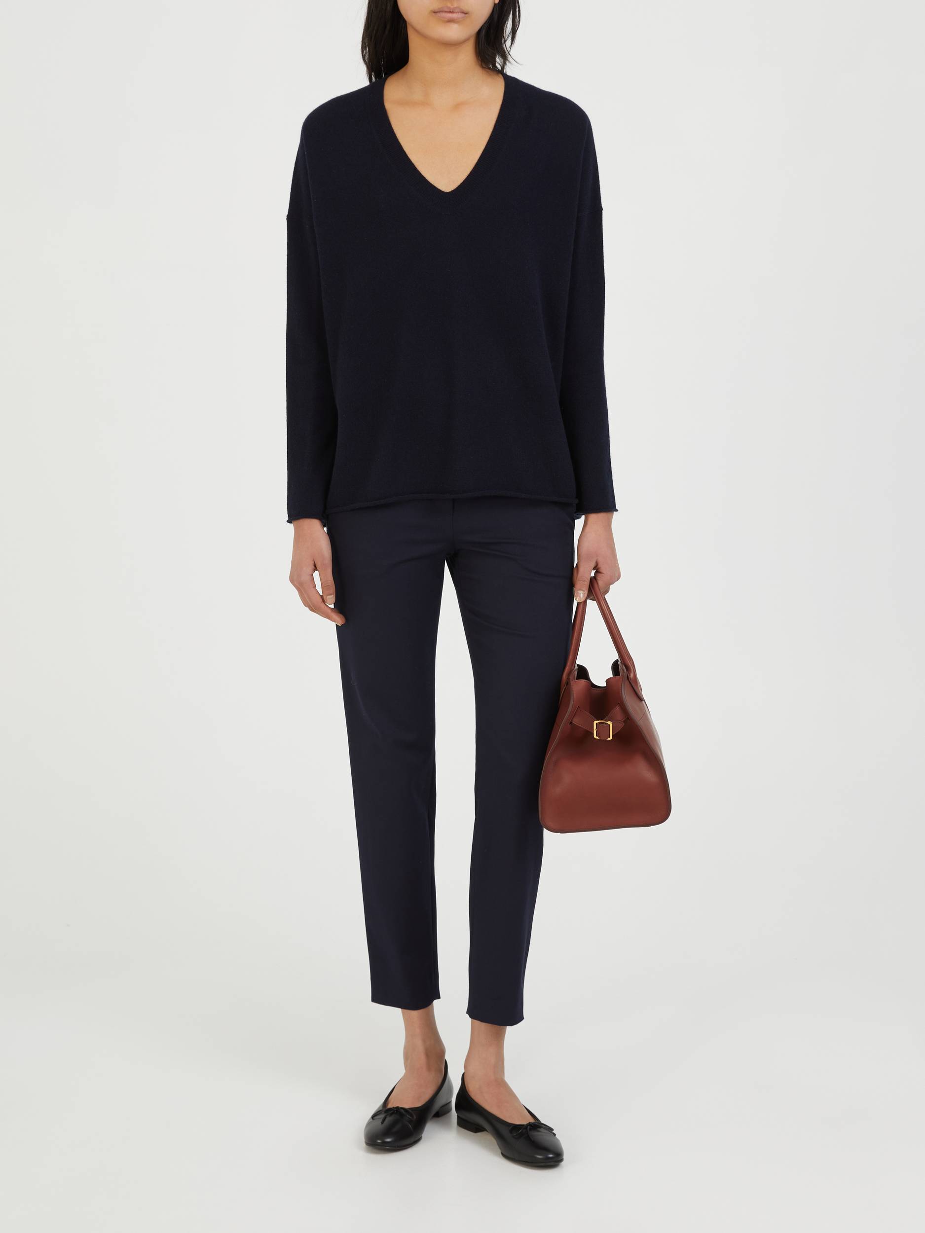 Cashmere-Pullover mit V-Neck Blau