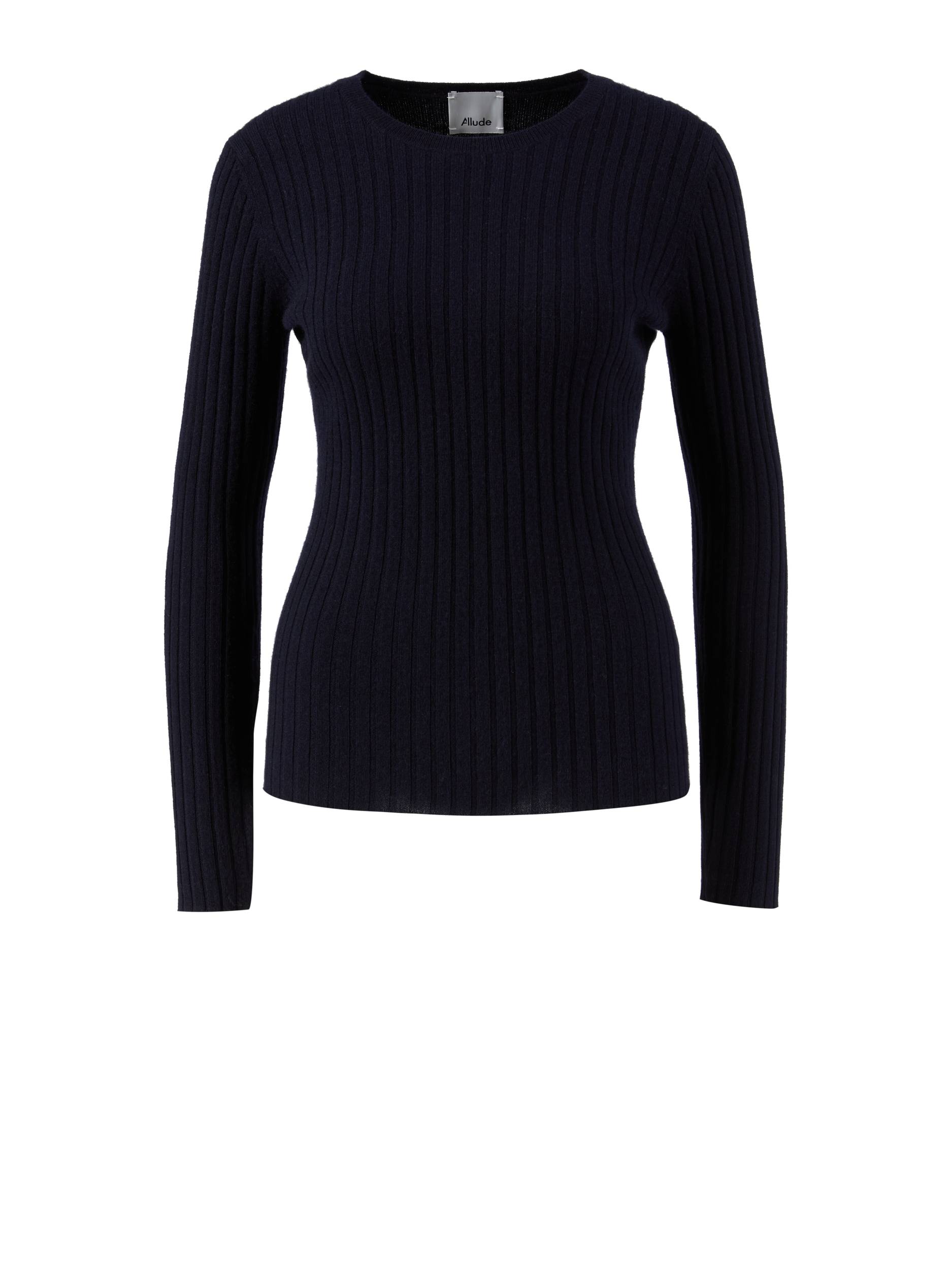 Cashmere-Rundhalspullover Marineblau