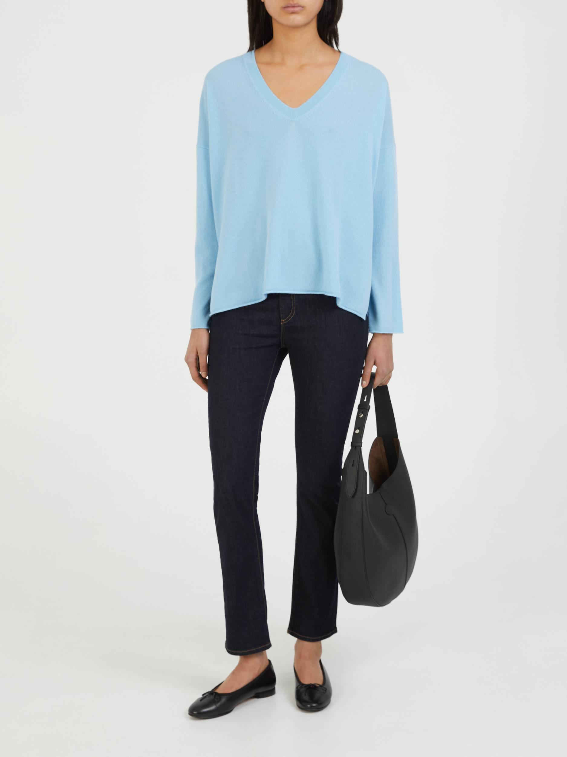 Cashmere-Pullover mit V-Neck Blau