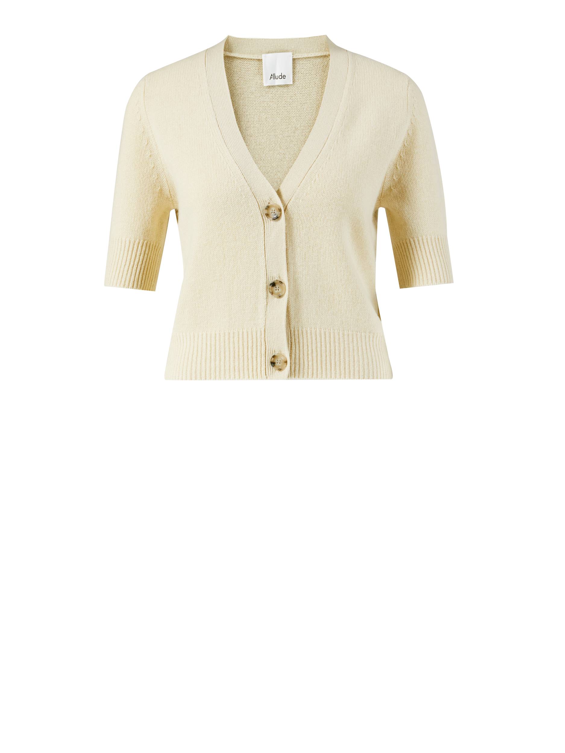 Kurzarm Strickjacke aus Cashmere Beige