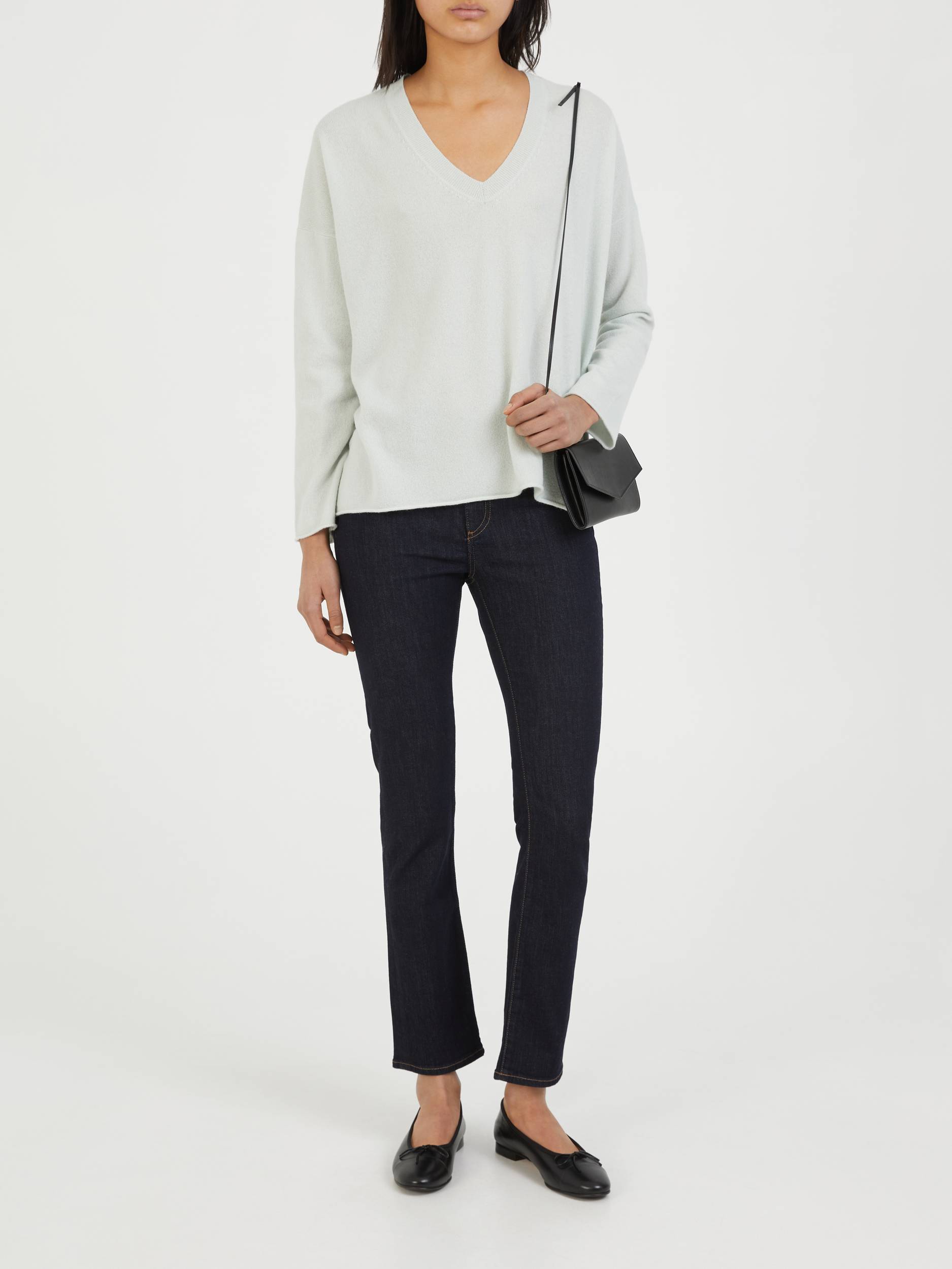 Cashmere-Pullover mit V-Neck Blau